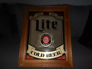 LITE BEER WOODEN FRAMED LARGE MIRROR - Picture 1 of 2