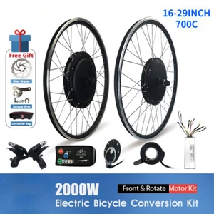 48V 2000W Electric Bicycle Conversion Kit Front Rear Gearless Hub Motor Wheel  - Picture 1 of 29