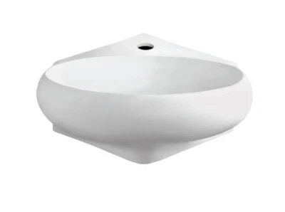 Fregadero de baño Whitehaus WHKN-1137 Isabella ovalado montado en la pared en blanco  Foto 1 de 4