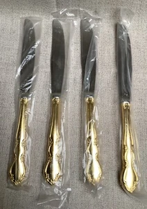"Cuchillo de cena Retroneau acero inoxidable 18-0 oro Starlight 4 HH cuchillos 9 3/8""" - Imagen 1 de 2