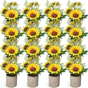 Zeyune 16 Pcs Artificial Sunflower Yellow Fake Sunflowers in Pots Sunflowers ... - Picture 1 of 6