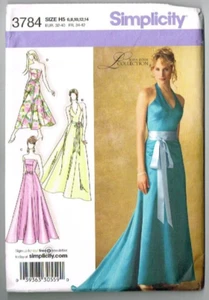 Halter Dress Designer Pattern Simplicity 3784 Laura Lynn SZ 6 8 10 12 14 2007 UN - Picture 1 of 2