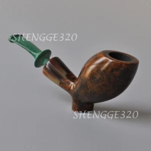 Briar Wooden Sitter Tobacco Pipe Egg Shape Cutty Smooth Surface Cumberland Stem - Picture 1 of 7
