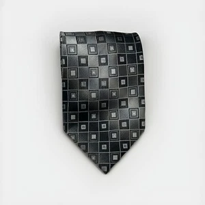 Pierre Cardin Men’s Silk Tie - Black Square Patterned - 60 Inches (L:T1) - Picture 1 of 7