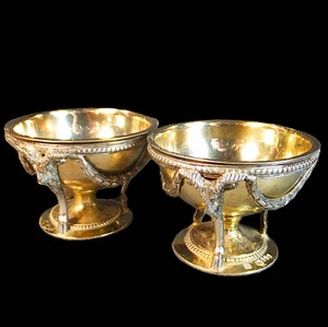 SUPERB VERY RARE PAIR of VICTORIAN ST SILVER GILT SALTS by MARTIN & HALL - 1867 - Picture 1 of 14