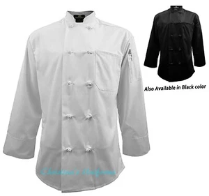 Natural Uniforms Knot Button Chef Coat w/ Thermometer Pocket Kitchen Uniform Wht - Picture 1 of 5