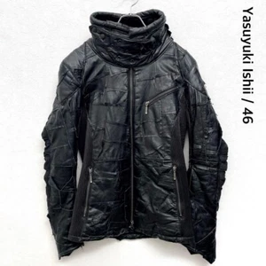 Chaqueta de ciclista de cuero premium extremadamente rara Yasuyuki Ishii talla 46 negra así - Imagen 1 de 14