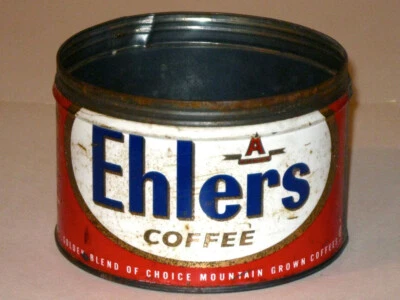 Vintage 1958 EHLERS COFFEE Advertising Tin Can! GOLDEN ANNIVERSARY! Key Opened! - Image 1 of 4
