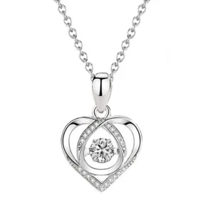 Love Heart Pendant Women Necklacet,CZ Cubic Zirconia Heart Necklace for Women - Picture 1 of 5