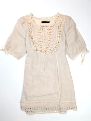 Anthropologie Azel Hazel Cream Beige Cotton Silk Blend Dress Women's Size Large - Image 1 of 4