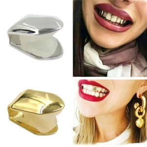 2x Cool Plated Single Tooth Grillz Teeth Cap Brace Grill Hip Hop Party New - Picture 1 of 10
