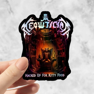 Meowtician - Pegatina holográfica para computadora portátil, pegatina de mortero, pegatina de gato Foto 1 de 2