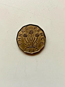 1943 George VI 3 Pence Great Britain Coin - Bild 1 von 2