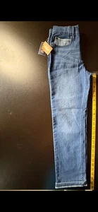 NWT Gymboree Boys Jeans, Size 8, Farm Indigo W/ Striped Cuffs & Pockets - Picture 1 of 3