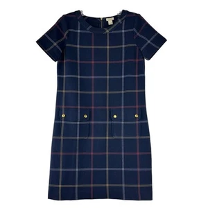 Vestido a Cuadros J Crew Para Mujer Talla 00 Azul Marino Mod Preppy Academia Bolsillo Cambio - Imagen 1 de 5