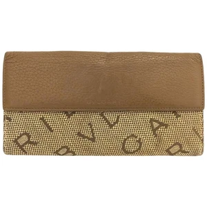 Cartera BVLGARI Logo Mania Beige Lona Cuero Larga Plegable, 7.5"x4.1" - Imagen 1 de 8