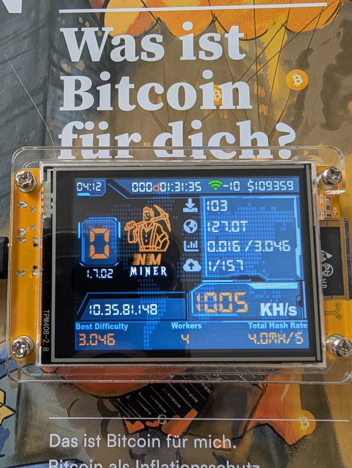  1005KH/s!!!  Big Bitcoin Nerd Miner - 2,8"  Display mit Gehäuse - NM Miner - Bild 1 von 4