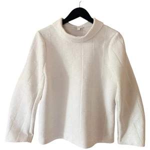 COS Top Womens Size S Ivory Stretch Jacquard High Collar Full Long Sleeve Tunic - Picture 1 of 17