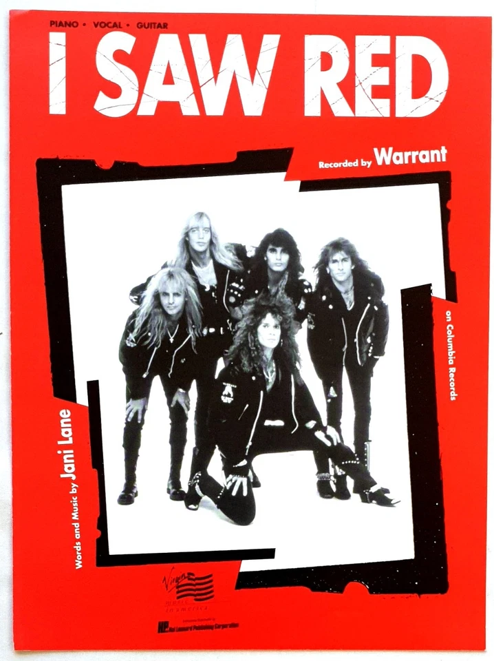 Warrant - I Saw Red 1990 Partituras Originales EE. UU. P/V/G Foto 1 de 1