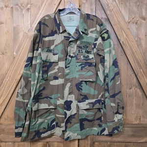 Vintage US Army BDU Jacket 101st Airborne Division Woodland Camo Large-Long - Picture 1 of 7