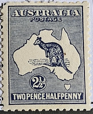 1913 Australia 2.5d Kangaroo, 1st Wmk (Type 1) Die ll.  ACSC K9, Indigo MH CV275 - Image 1 of 4