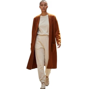 Cárdigan Suéter Merokeety Marrón Chocolate Frente Abierto Línea Larga Tejido Talla Grande - Imagen 1 de 13