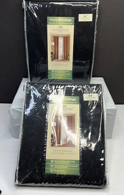 Linden Street JCP Hogar Espiga Ojal Panel 40x84 Juego de 2 Piezas Negro Nuevo con Etiquetas Foto 1 de 4