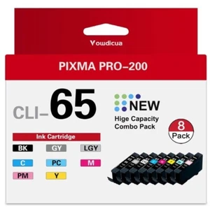 8PK Ink Cartridges for PIXMA PRO-200 Printer High Capacity - Picture 1 of 7