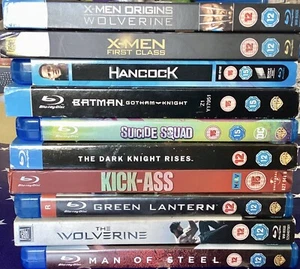 10 SUPERHERO BLU-RAYS, X-MEN, BATMAN, SUPERMAN, KICK-ASS, SUICIDE SQUAD, VGC - Picture 1 of 2
