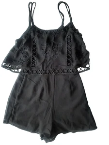 Hearts & Bows Womens Playsuit Size 6 Black Mini Shorts Playsuit 2 Pockets - Picture 1 of 14