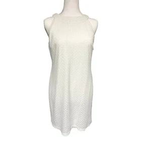 Jessica Womens Petite 10 White Lace Sleeveless Dress - Picture 1 of 8