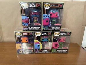 Lot Of 5 Target Black Light Exclusives Marvel / 5 Funko Pops Disney Marvel  - Picture 1 of 13