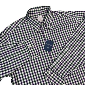 Neu mit Etikett Vintage Brooks Brothers Herrenhemd XL lila Gingham Langarm hergestellt in den USA - Bild 1 von 12