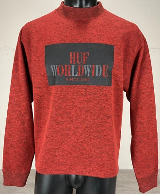 HUF Worldwide Knit Crew Neck Sweater Sz S Heather Orange - Image 1 of 4