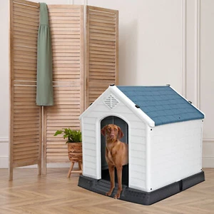 Large Dog House Pet Kennel Crate with Air Vents Elevated Floor Indoor Outdoor - Picture 1 of 12