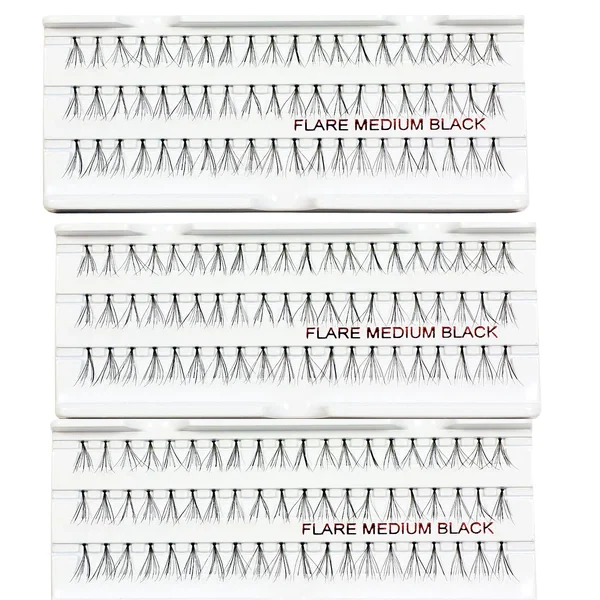 (PACK DE 3) Pestañas Stardel 100% Cabello Humano - Negro DESTELLO MEDIANO  Foto 1 de 1