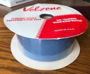 Vintage C&G Velzene Flocked Velvet Ribbon Propylen Waterproof Blue 2.5" X 25 Yds - Picture 1 of 6
