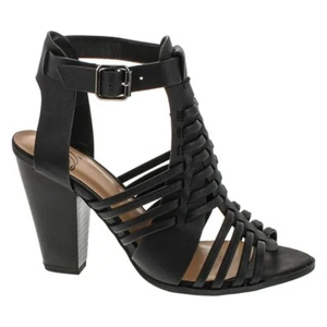 Delcious Women's Aliya Strappy Gladiator Open Toe Stacked Heel Sandal - Picture 1 of 4
