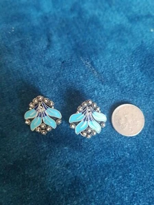 Antique Cute Enameled Solid Silver Clip On - Picture 1 of 5