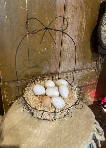 Large 19thC Primitive Antique French Twisted Wire Basket Cover