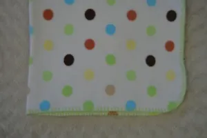 Circo Polka Dots Baby Blanket Cream Off White Fleece Green Brown Yellow Blue - Picture 1 of 8