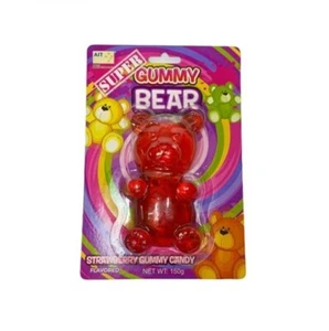 919411 1 X 150G SUPER GUMMY BEAR BLUE RASPBERRY & STRAWBERRY BEARS - Picture 1 of 2
