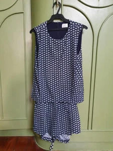 ZARA TRF Womens Size S Navy Blue White Paisley Sleeveless Romper Dress 1639/070 - Picture 1 of 2