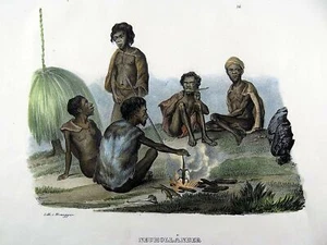 1834 J. Honegger; Folio stone lithograph - New Holland Australian Natives - Picture 1 of 3