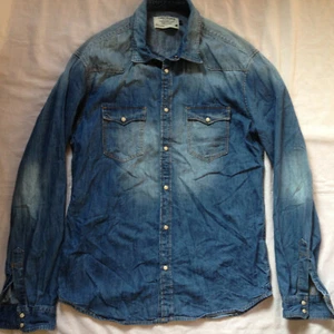 JACK & JONES MEN'S WESTERN DENIM L/S SNAP SHIRT LARGE - Picture 1 of 12