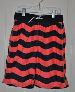 Gap Kids Boys Orange Blue Wavy Stripe Print Board Shorts Swim Suit Size L 10 - Picture 1 of 12
