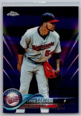 2018 Topps Chrome Purple Refractor /299 Ervin Santana #153 Minnesota Twins - Image 1 of 2