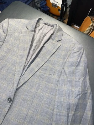 Parc 81 Gray Blue Gold  Glen Plaid Wool Blazer 40R Bachrach Tailored  BIG SALE - Image 1 of 4