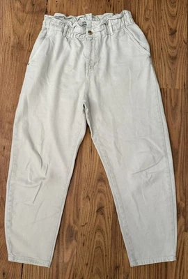 Zara Baggy Paperbag Jeans - Womens Size 12 Pocket High Waisted white Wash Denim - Image 1 of 3