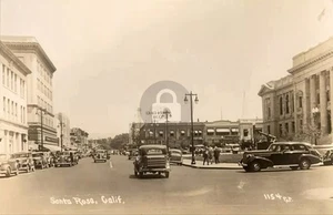 Downtown Santa Rosa CA California c1930s RPPC Photo Postcard COPY - Picture 1 of 2